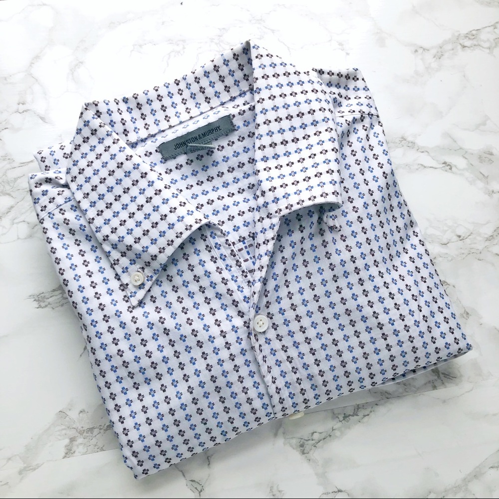 SOLD 🚫 JOHNSTON & MURPHY Geometric Button Down - Picture 6 of 6
